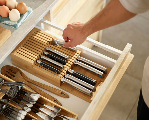 2-piece DrawerStore™ Bamboo Large Cutlery & Knife Organizer Set