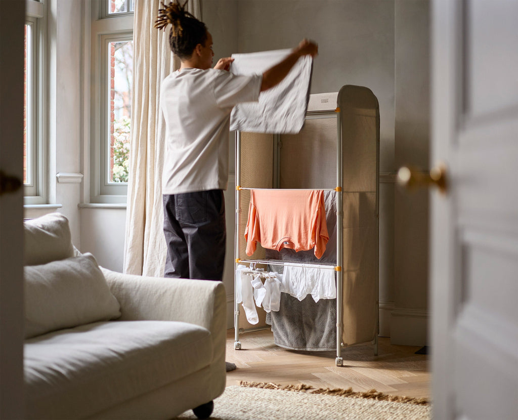 2-piece Laundry Basket & Clothes Drying Rack Set