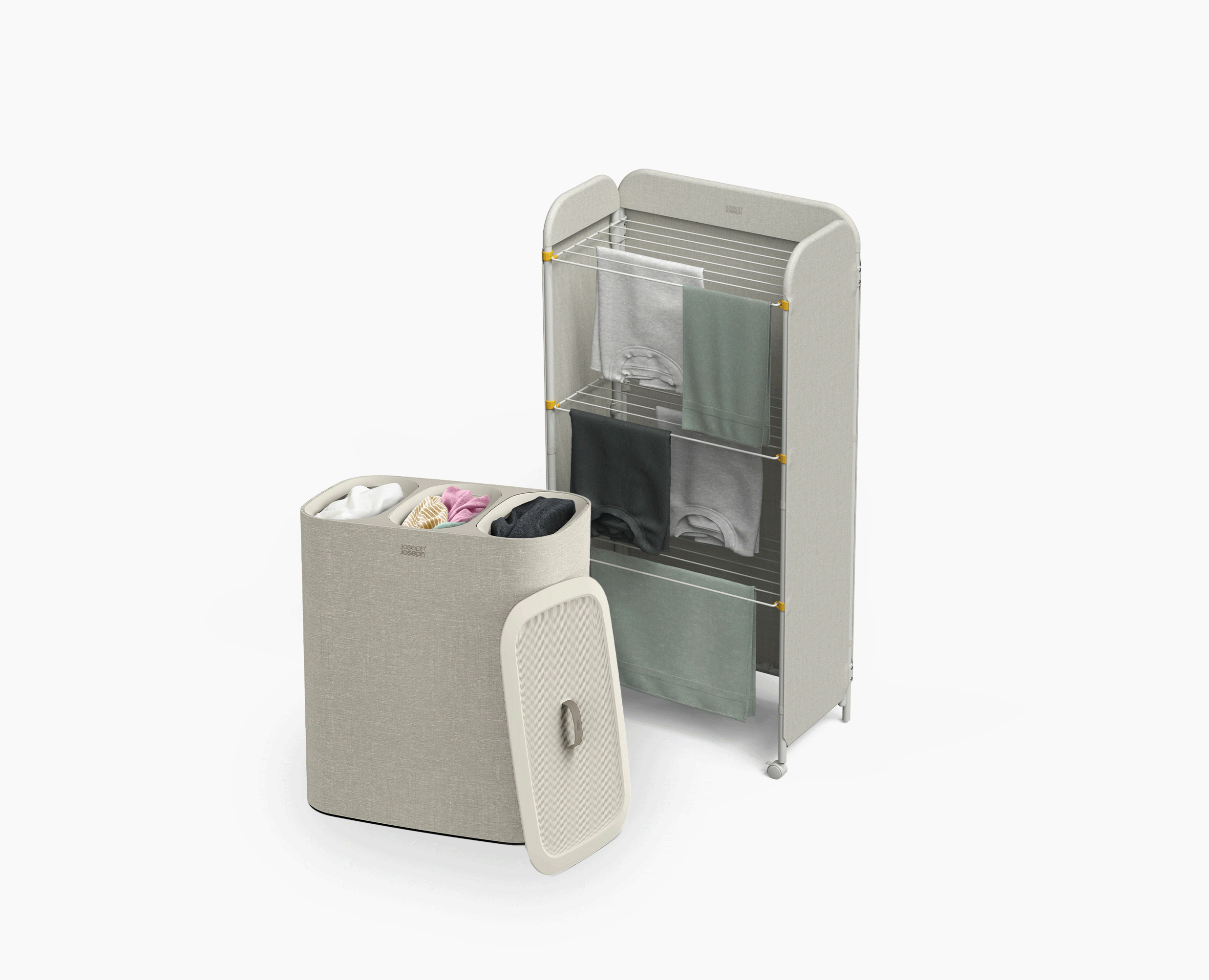 2-piece Laundry Basket & Clothes Drying Rack Set
