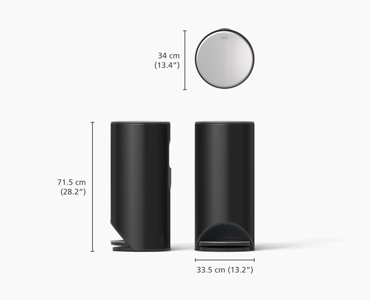 Arc™ 30L Easy-push Matt Black Pedal Trash Can