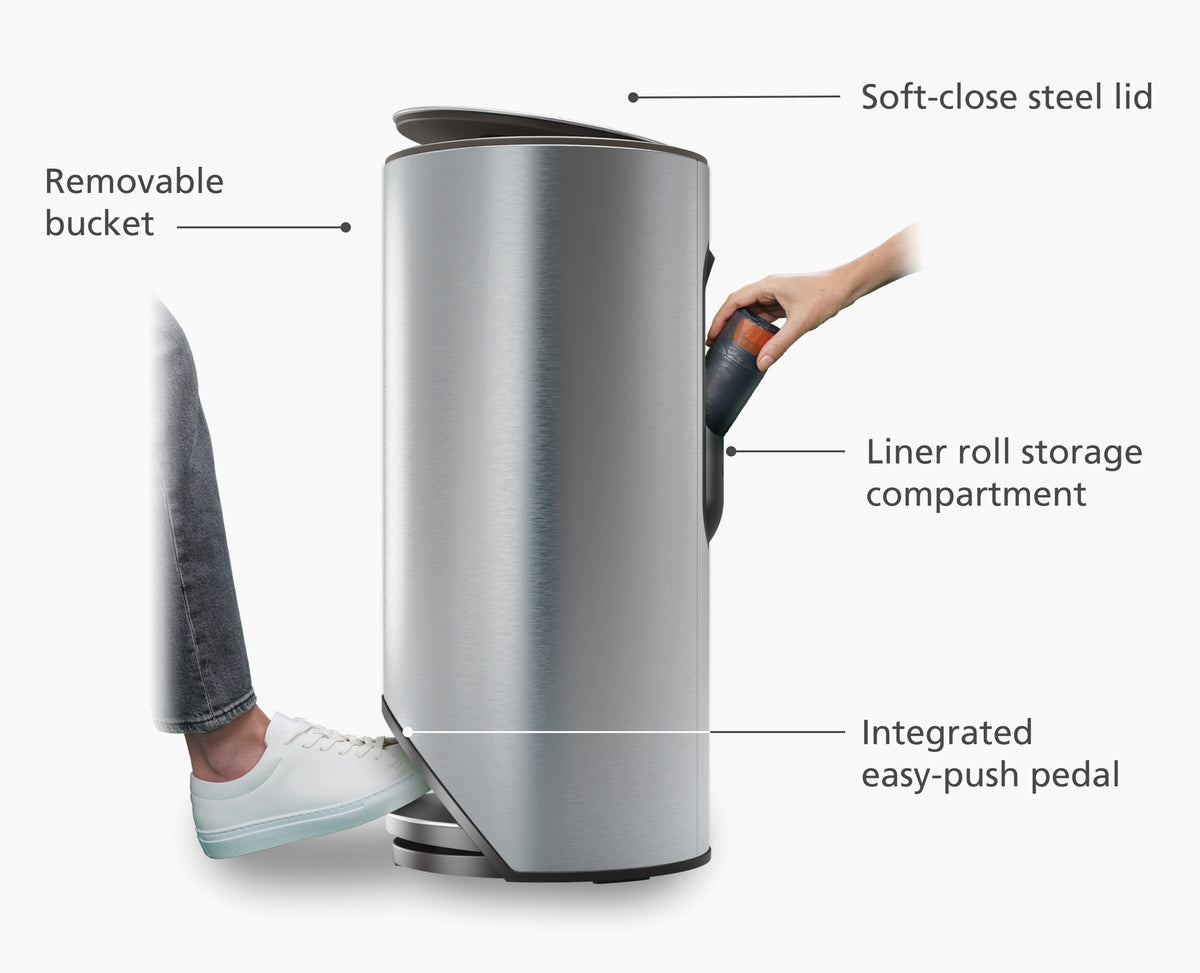 Arc™ 30L Easy-push Stainless-steel Pedal Trash Can