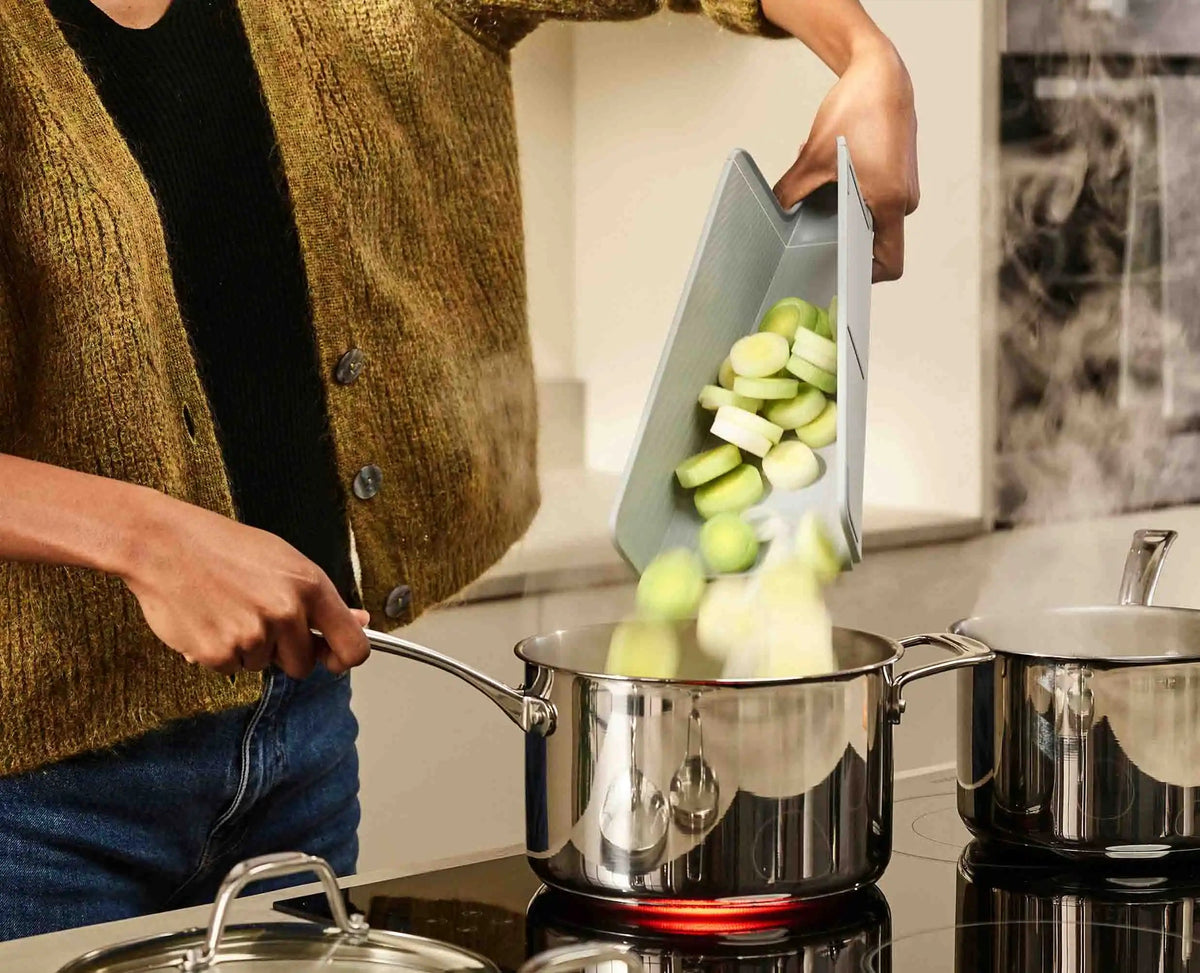 Chop2Pot™ Plus Folding Blue Cutting Board