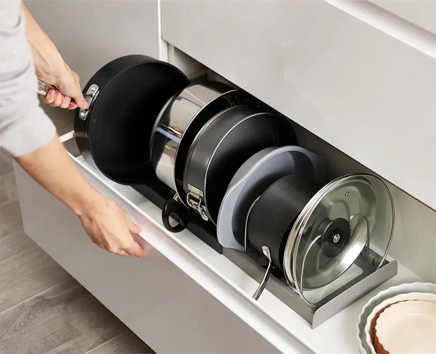 DrawerStore™ Gray Expanding Cookware Organizer