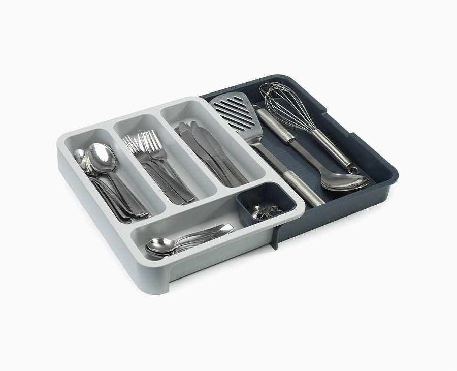 DrawerStore™ Gray Expandable Cutlery Tray