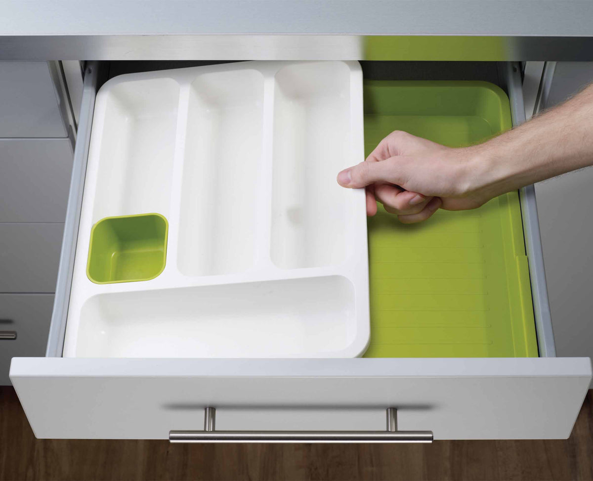 DrawerStore™ Gray Expandable Cutlery Tray
