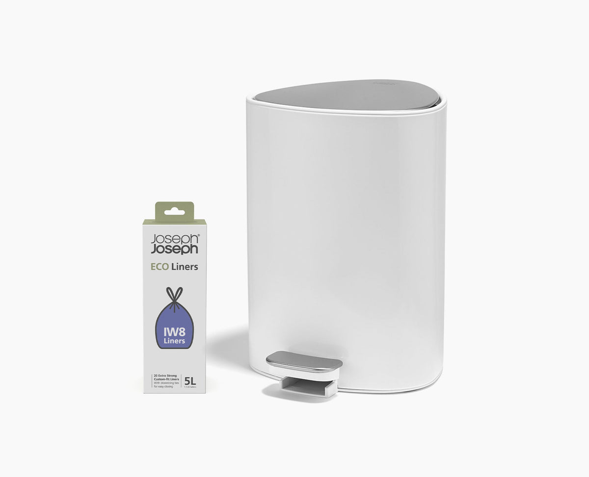 EasyStore™ 5L Gloss White Bathroom Trash Can Starter Set