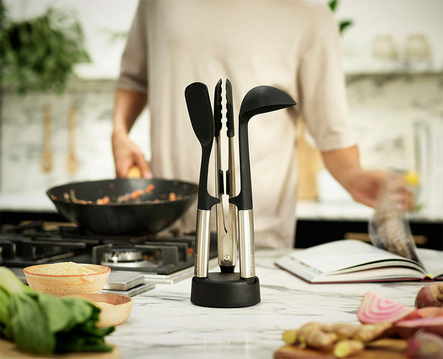 Elevate™ Fusion 3-piece Stainless-steel Utensil Set with Compact Stand