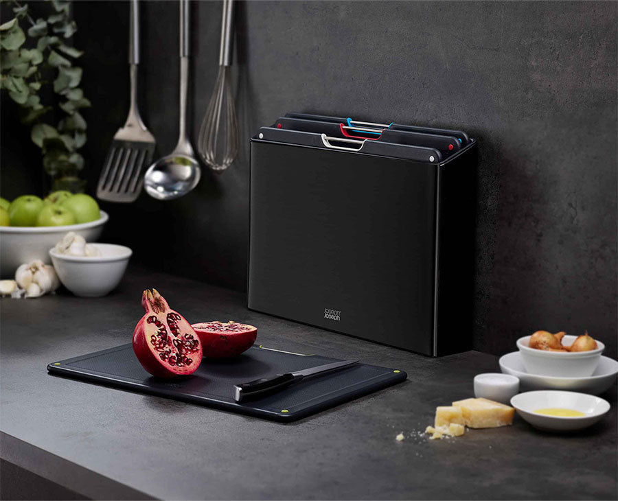 Folio™ Steel 4-piece Cutting Board Set With Black Stainless-Steel Case