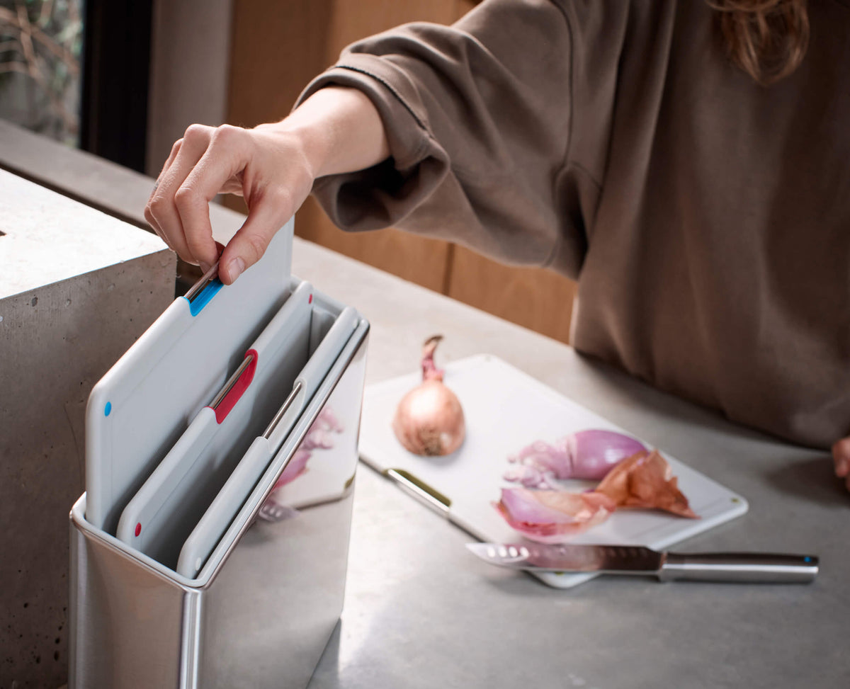 Folio™ Steel 4-piece Stone Cutting Board Set With Stainless-Steel Case
