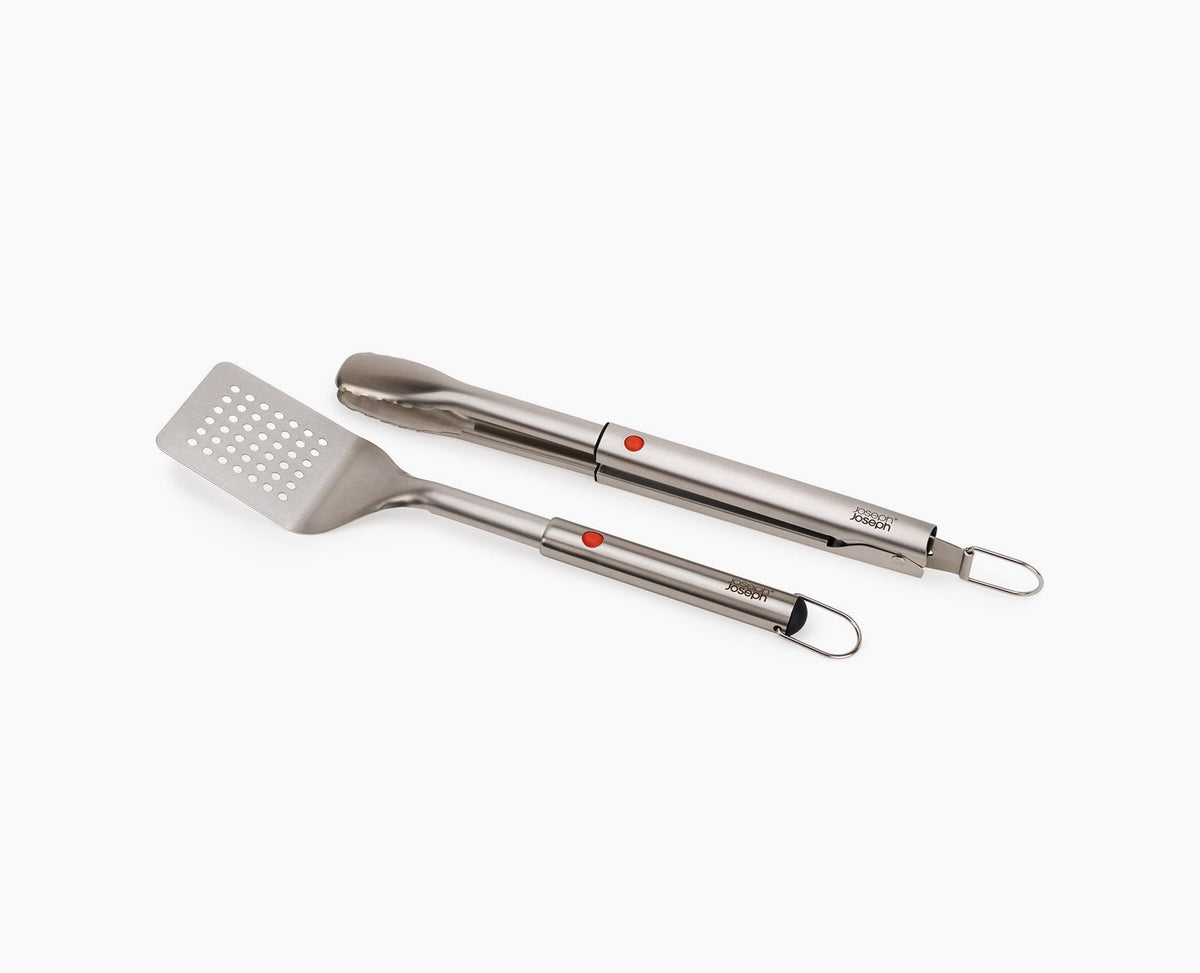 GrillOut™ 2-Piece Stainless-Steel BBQ Turner & Tongs Set