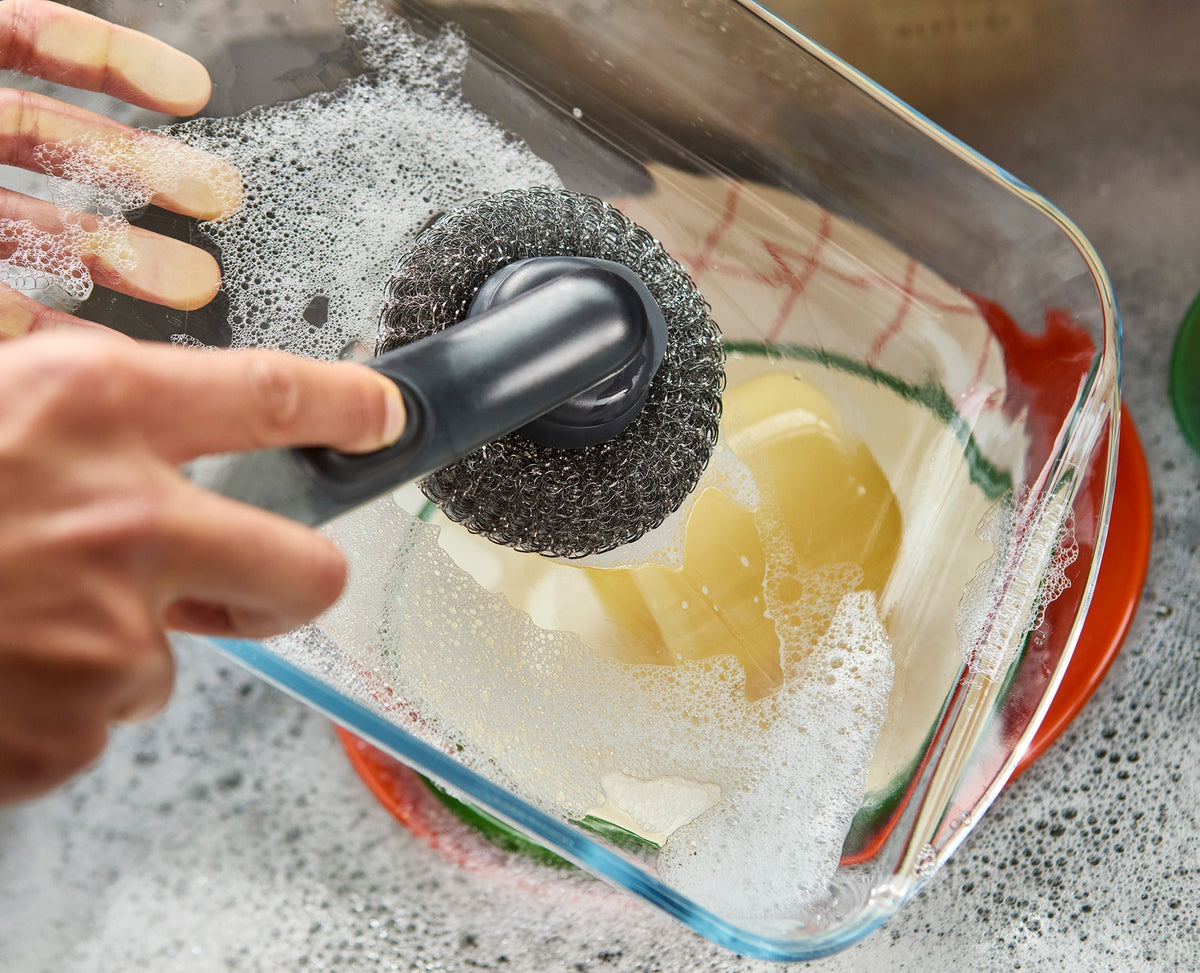 SinkTech™ Soap Dispensing Dish Brush with Steel Stand & Extra Heads