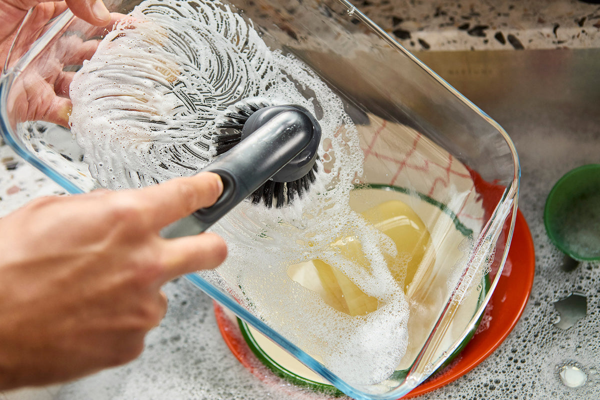 SinkTech™ Soap Dispensing Dish Brush with Steel Stand