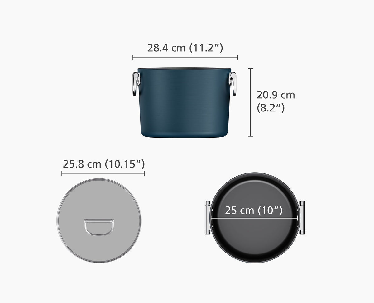 Space Folding Handle Ceramic Non-stick 8.5 Qt. Blue Stock Pot & Lid