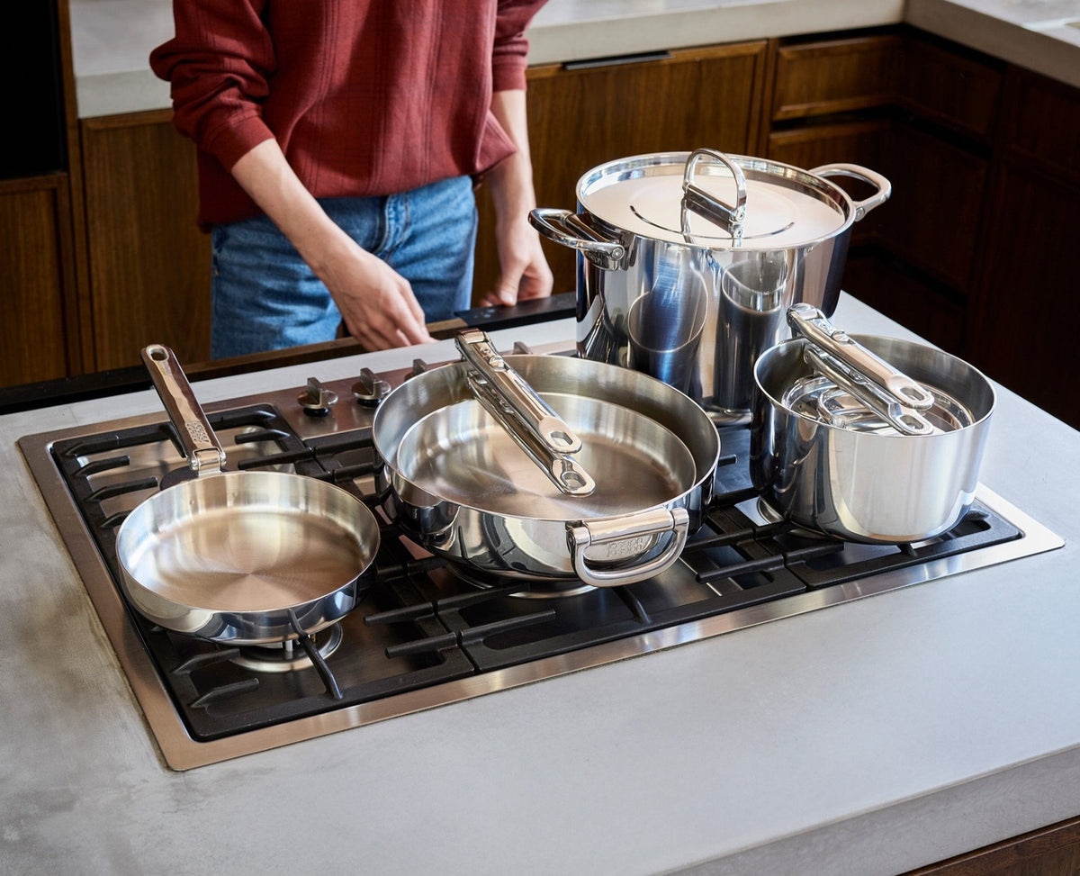 Space Steel Folding Handle 10-Piece Cookware Set
