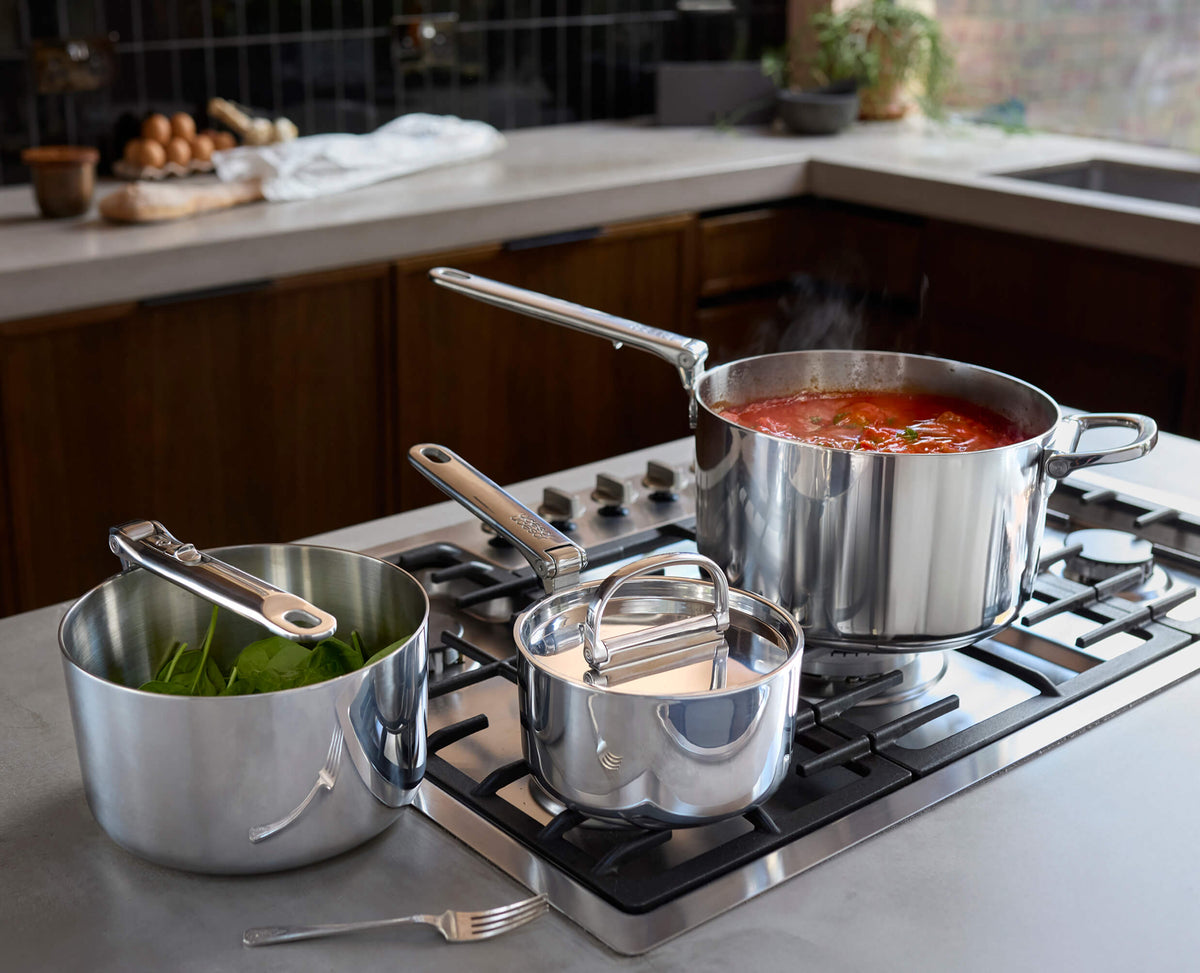 Space Steel Folding Handle 6-Piece Saucepan Set