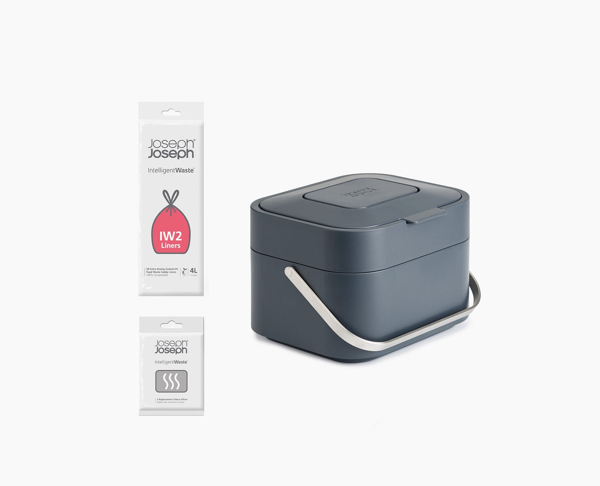 Stack 4L Gray Food Waste Caddy Starter Set