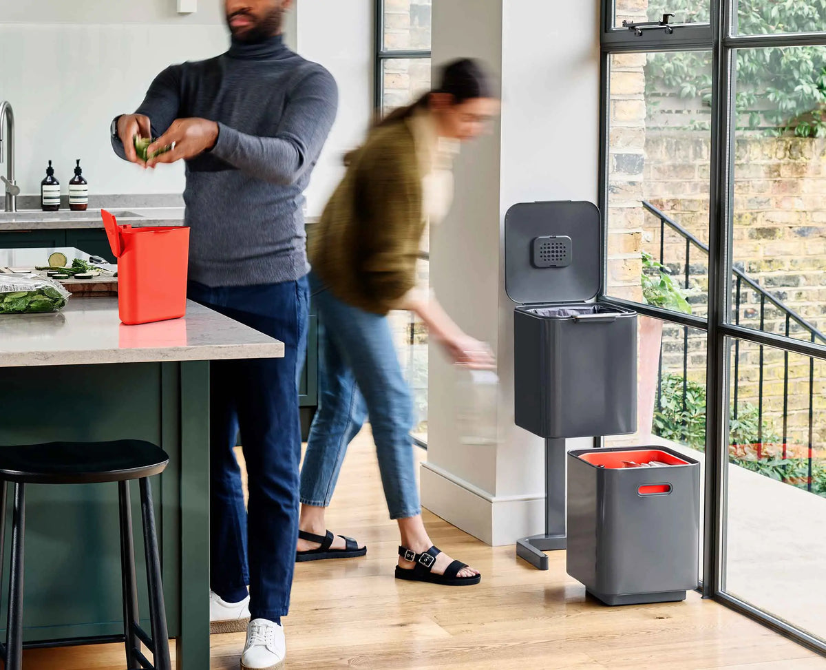 Totem Compact 40L Gray Waste & Recycling Trash Can