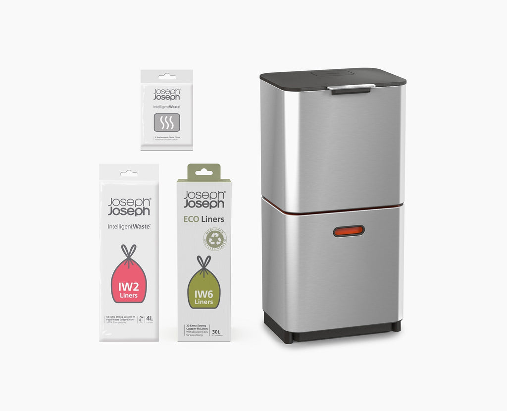 Totem Max 60L Stainless-steel Waste & Recycling Trash Can Starter Set