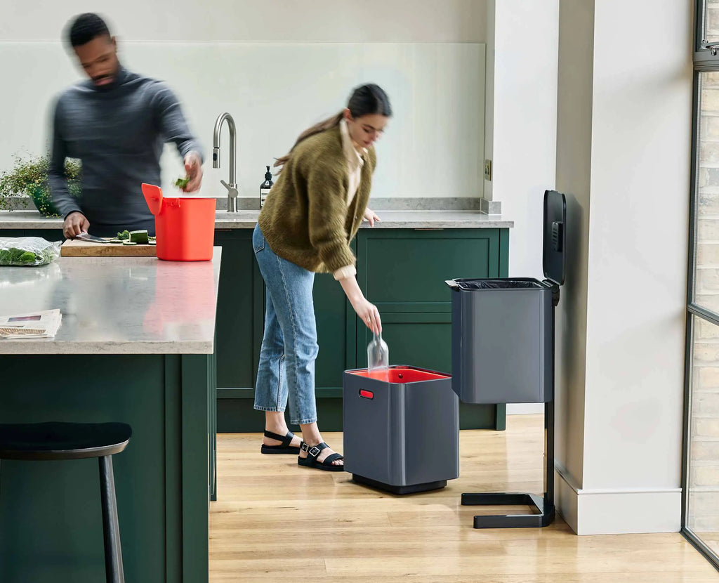 Totem Max 60L Gray Waste & Recycling Trash Can Starter Set