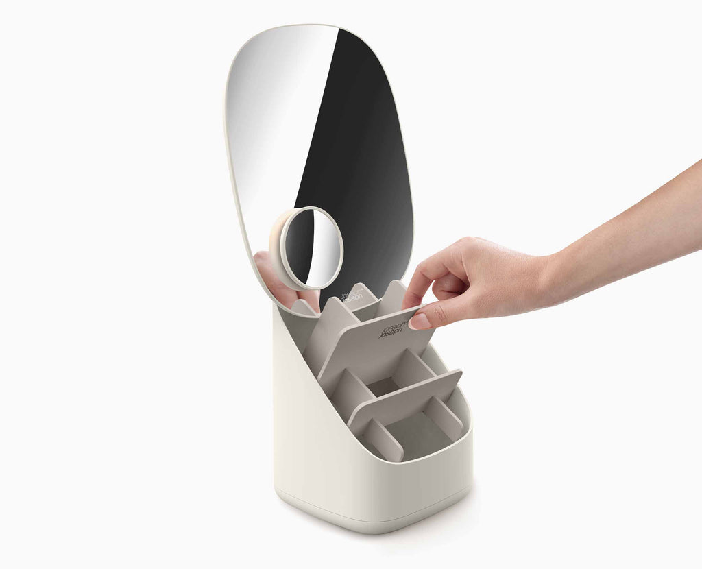 Viva Pedestal Mirror with Cosmetic Organizer
