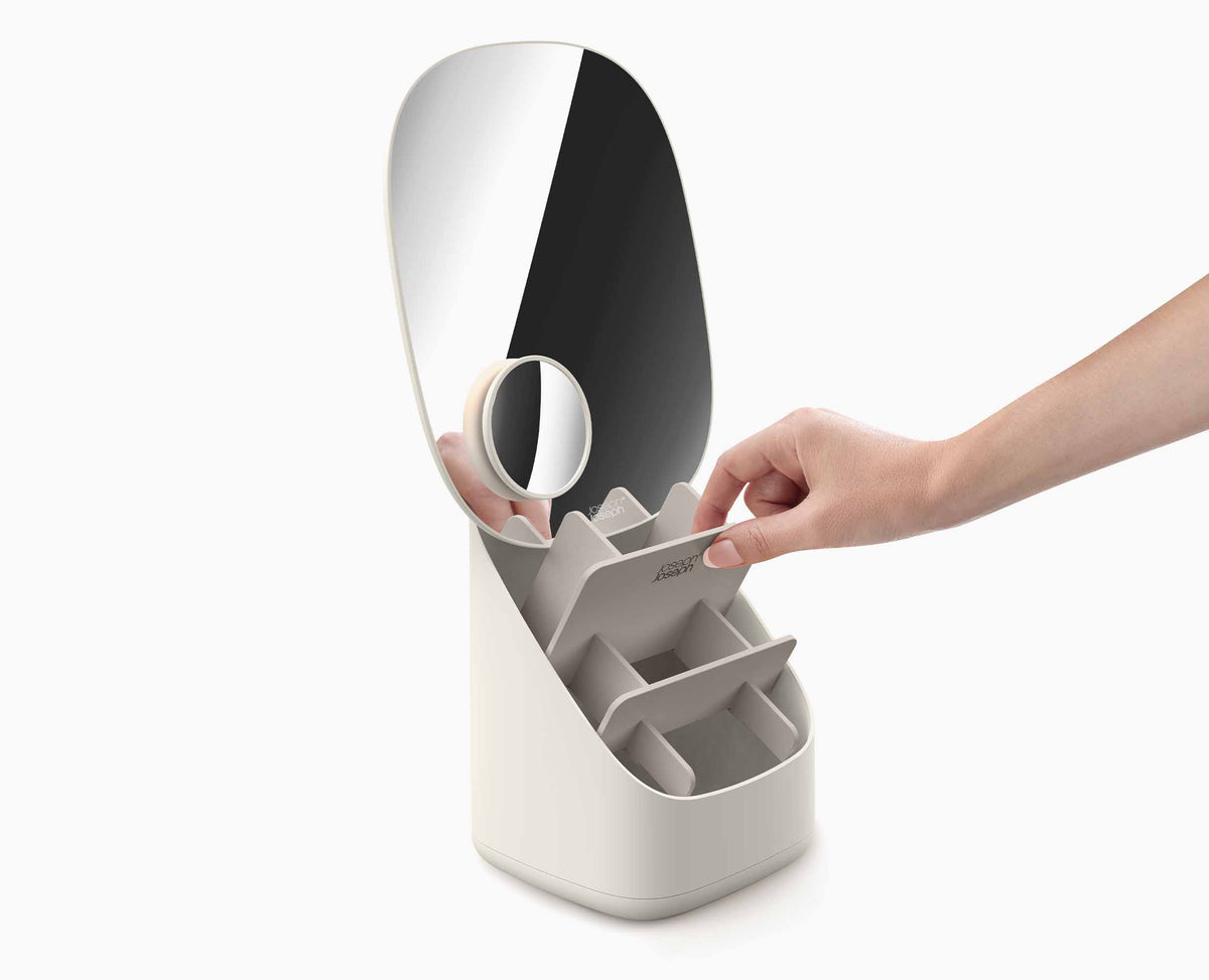 Viva Pedestal Mirror with Cosmetic Organizer