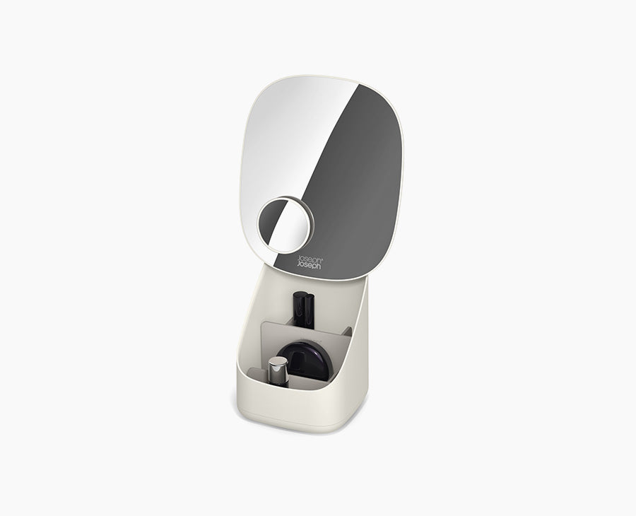 Viva Pedestal Mirror with Cosmetic Organizer