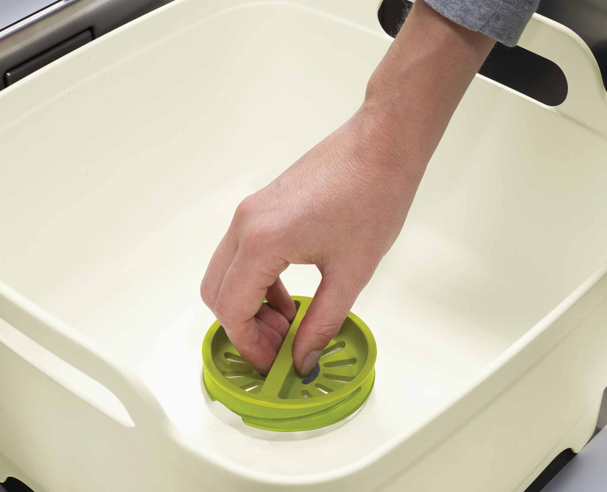 Wash&Drain™ White Green Washing Up Bowl